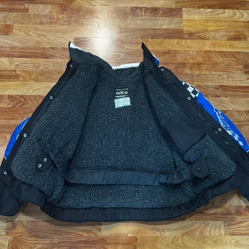Vtg EDCO Men’s Snowmobile Jacket Black White & Black Sherpa Lined Size Unknown